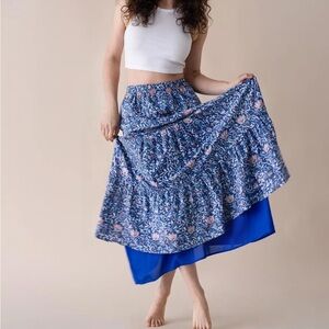Floral Blue Maxi Skirt